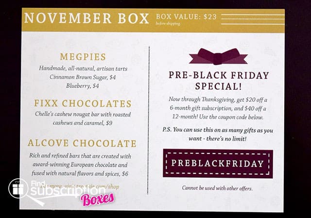 November 2014 Treatsie Box Review - Product Card