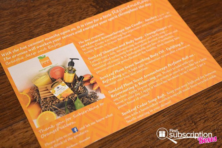 August 2017 Orange Peel Box Review - Rejuvenation - Card